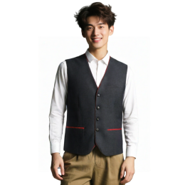 【Custom Black Vest with Red Trim】|Public Bank|Financial Services Industry|TR Suit Fabric|Bank Tellers|Customer Service Officers|Specialist Suit Vest Store WC032 【Custom Black Vest with Red Trim】|Public Bank|Financial Services Industry|TR Suit Fabric|Bank Tellers|Customer Service Officers|Specialist Suit Vest Store WC032